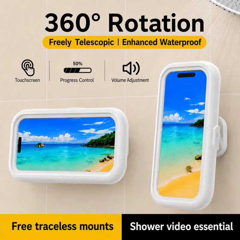 360° Rotating Shower Phone Holder with 4 Wall Mounts
