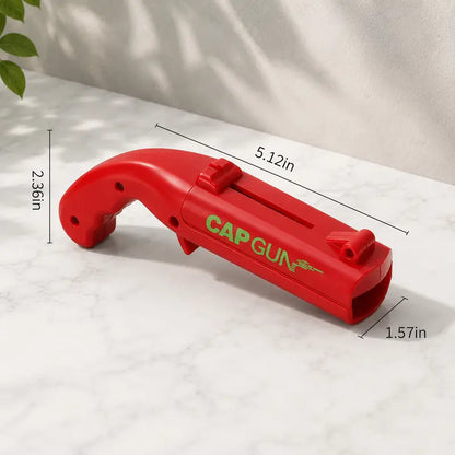 Gun-Shape Plastic Body Bottle Cap Launcher with Spring Launch Mechanism