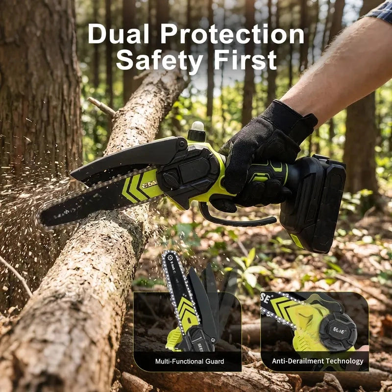 6-Inch Brushless Mini Chainsaw with Automatic Oiling System