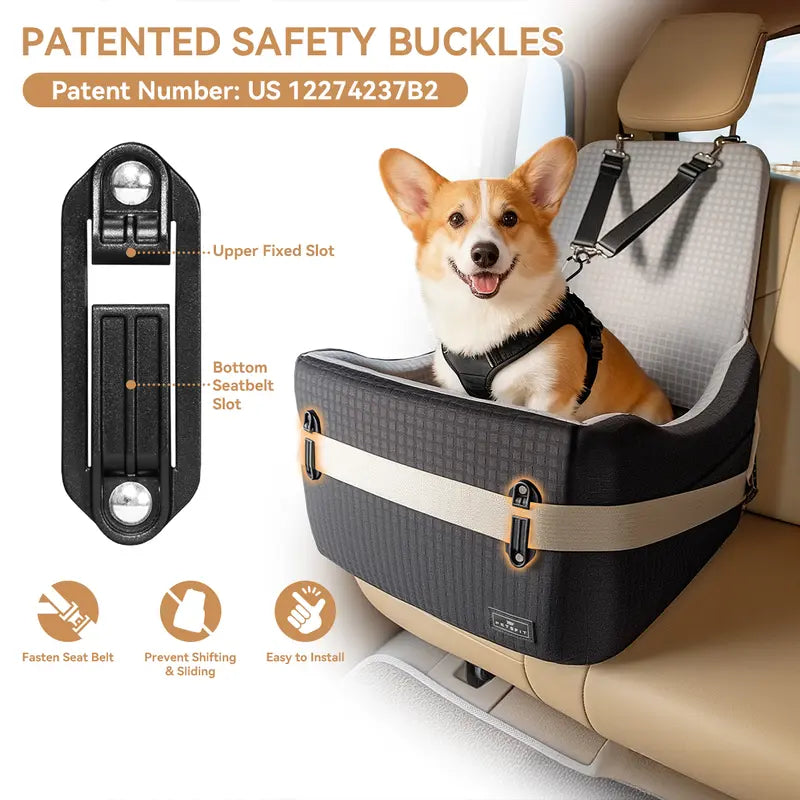 Dog Car Booster Seat with Patented Safety Buckles