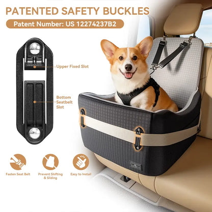 Dog Car Booster Seat with Patented Safety Buckles