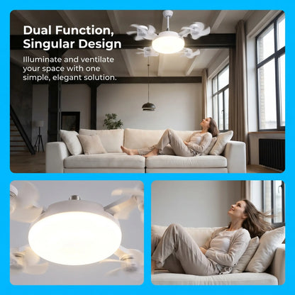 🌀50% OFF NOW! 💡 Ceiling Fan with E27 Socket – Silent 2-in-1 LED Fan with Remote Control – Cool & Light in One 🏠