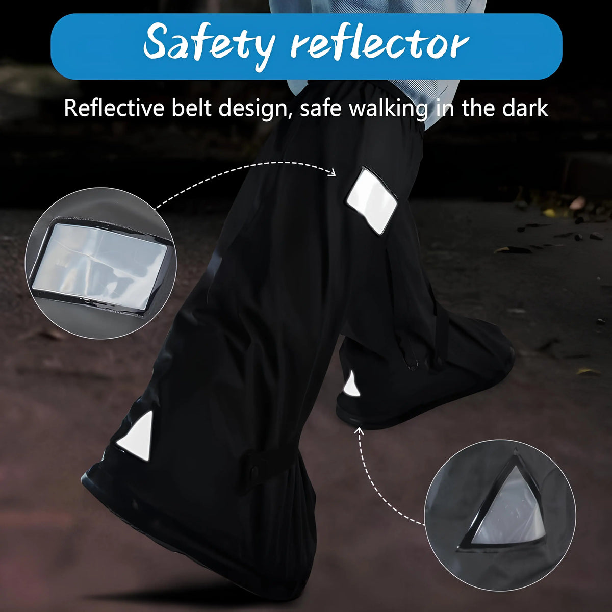 Black Waterproof Rain Boot Shoe Covers Reusable & Foldable Rain Boot Shoe Cover