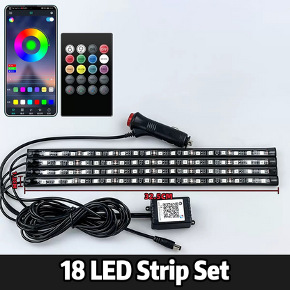Car LED Interior Lights - 4-in-1 Smart APP & Remote Control Underdash Footwell Atmosphere Light, RGB Color Changing Music Sound Activated Automotive Neon Strip Light Kit
