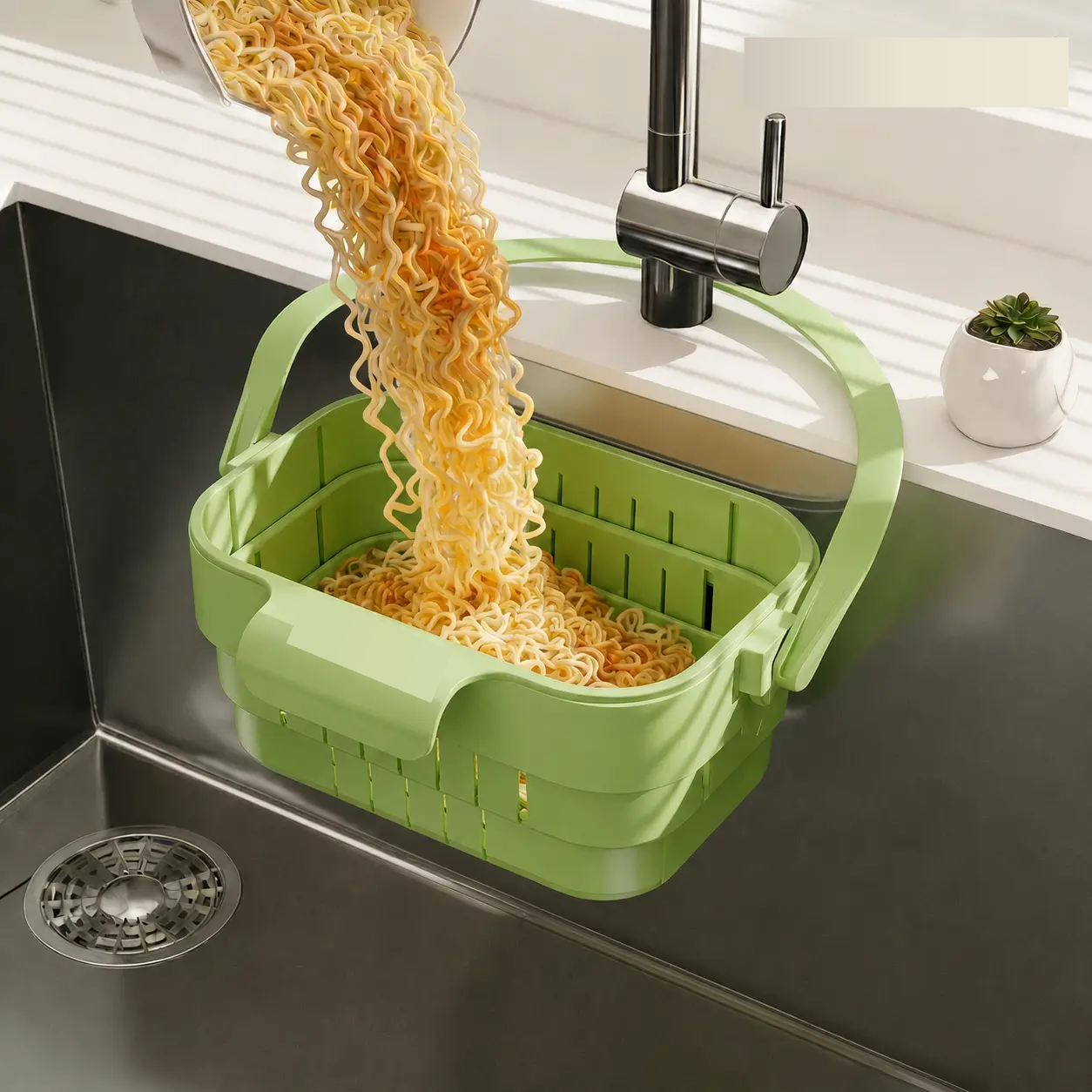 Expandable Corner Kitchen Sink Strainer Basket