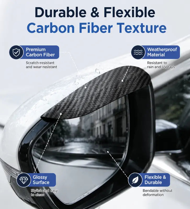 Waterproof Carbon Fiber Auto Exterior Side Mirror Rain Guards