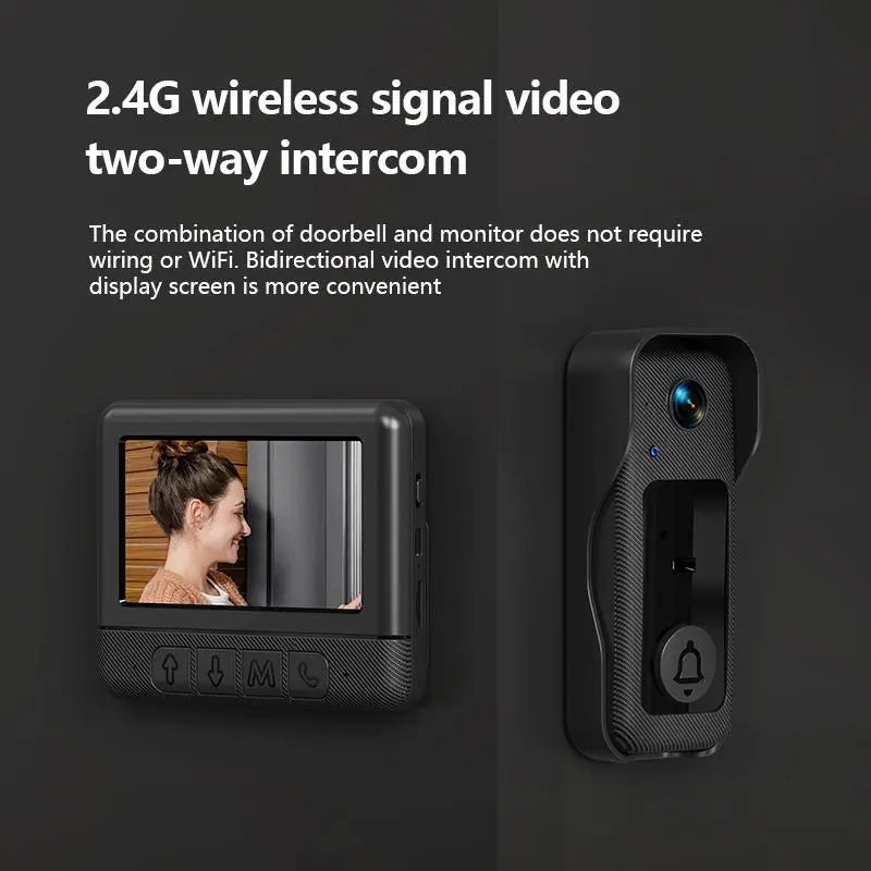 Wireless Doorbell Camera，No WiFi Video Doorbell with Screen