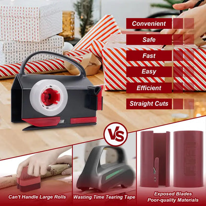2-in-1 Wrapping Paper Cutter and Tape Dispenser Kit with Tapes & Blades