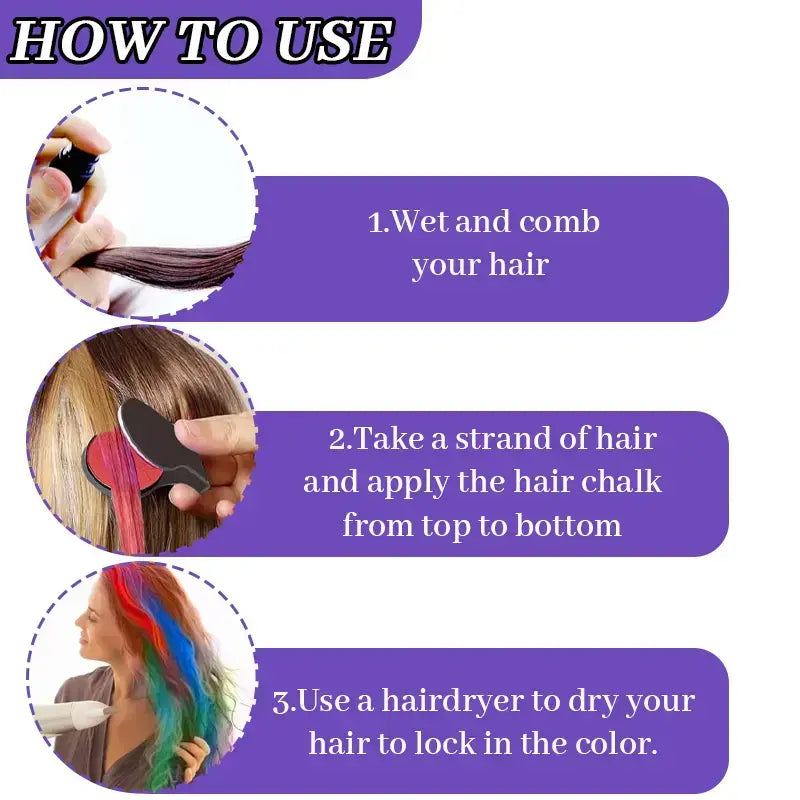 Washable Hair Chalk – 6–12 Colors
