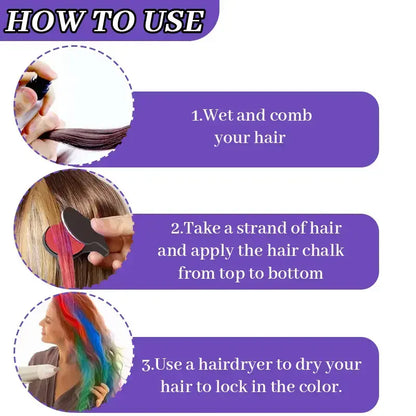 Washable Hair Chalk – 6–12 Colors