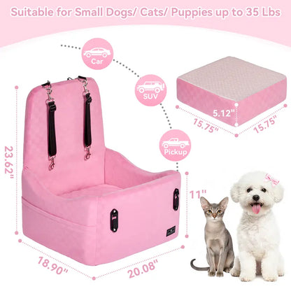 Dog Car Booster Seat with Patented Safety Buckles