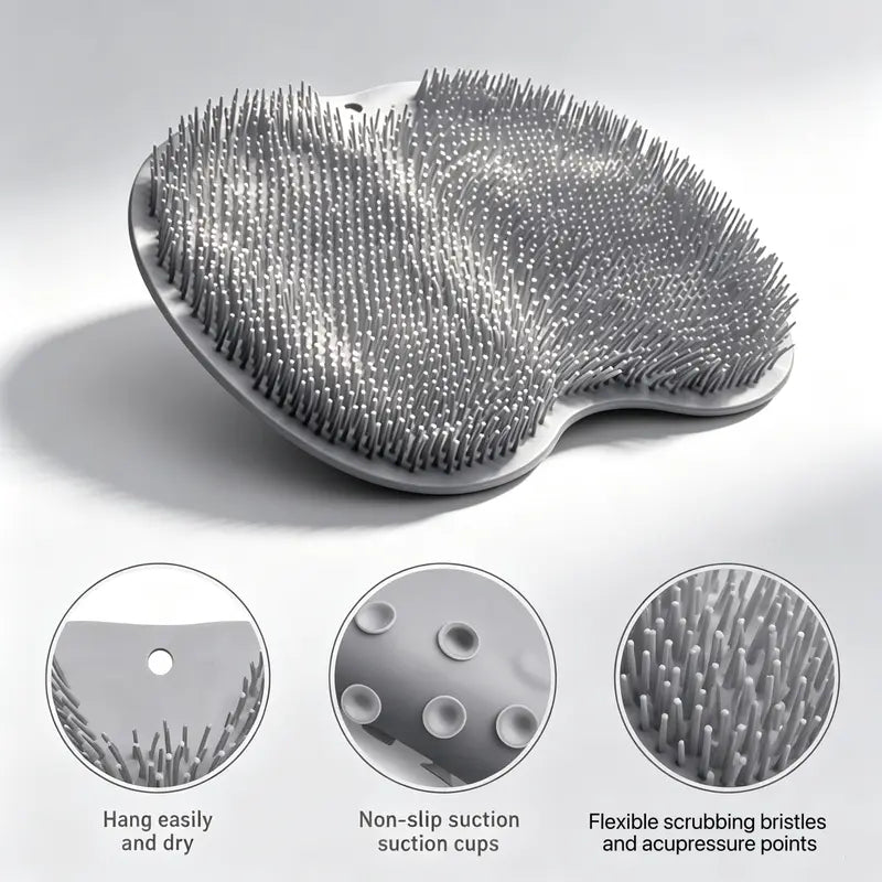 Silicone Shower Foot Scrubber Mat with Wall