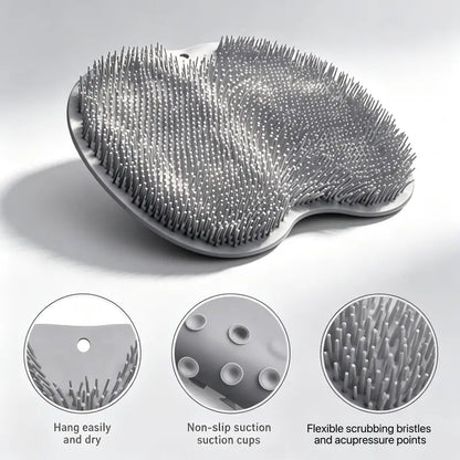 Silicone Shower Foot Scrubber Mat with Wall