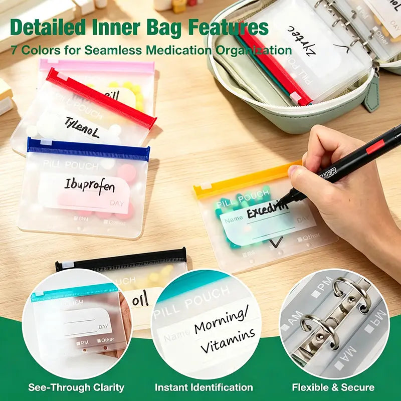 Waterproof Travel Pill Pouch Set (14 Pcs)