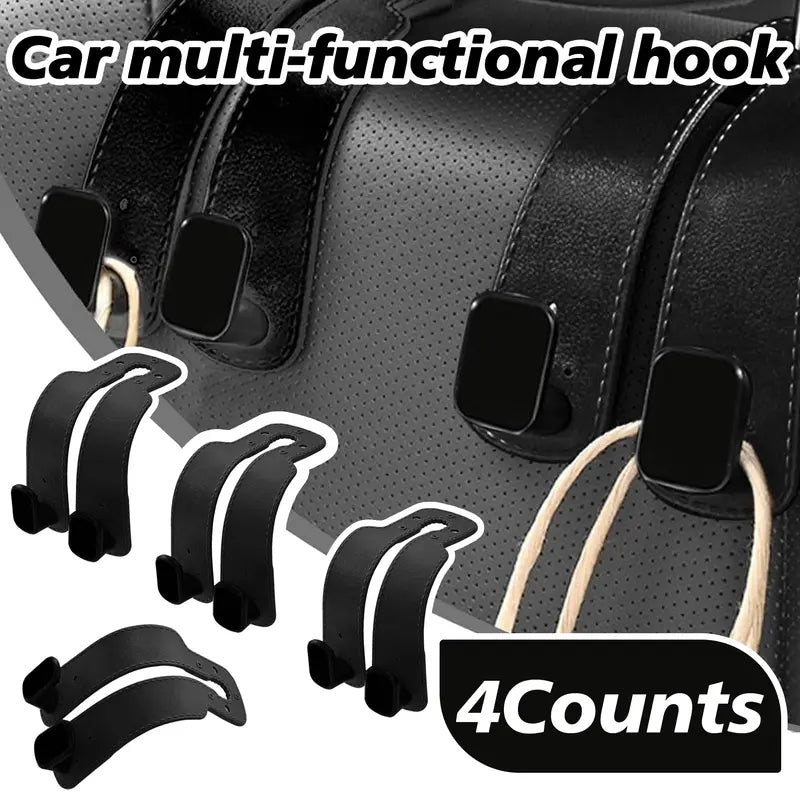 Improved Car Seat Back Double Hooks with Soft Faux Leather