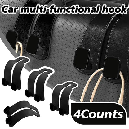 Improved Car Seat Back Double Hooks with Soft Faux Leather