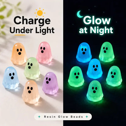 Glow-in-the-Dark Ghost Beads for Halloween Crafts – 20 or 50 Pieces