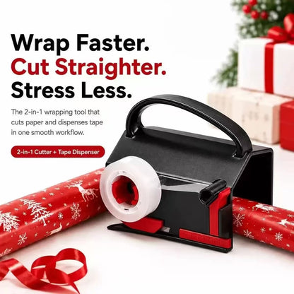 2-in-1 Wrapping Paper Cutter and Tape Dispenser Kit with Tapes & Blades