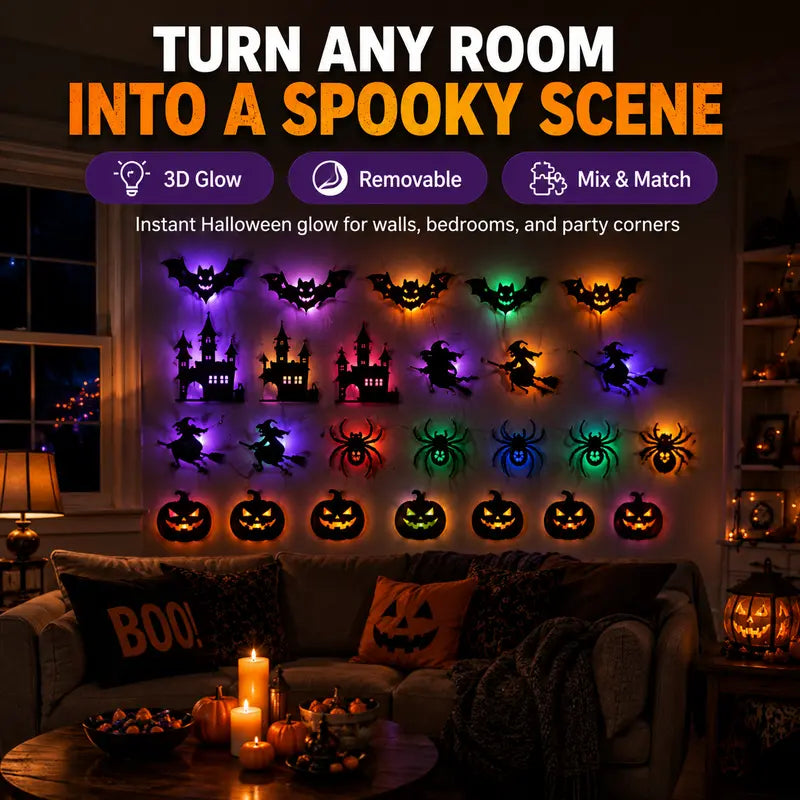 Halloween 3D LED Wall Light Set