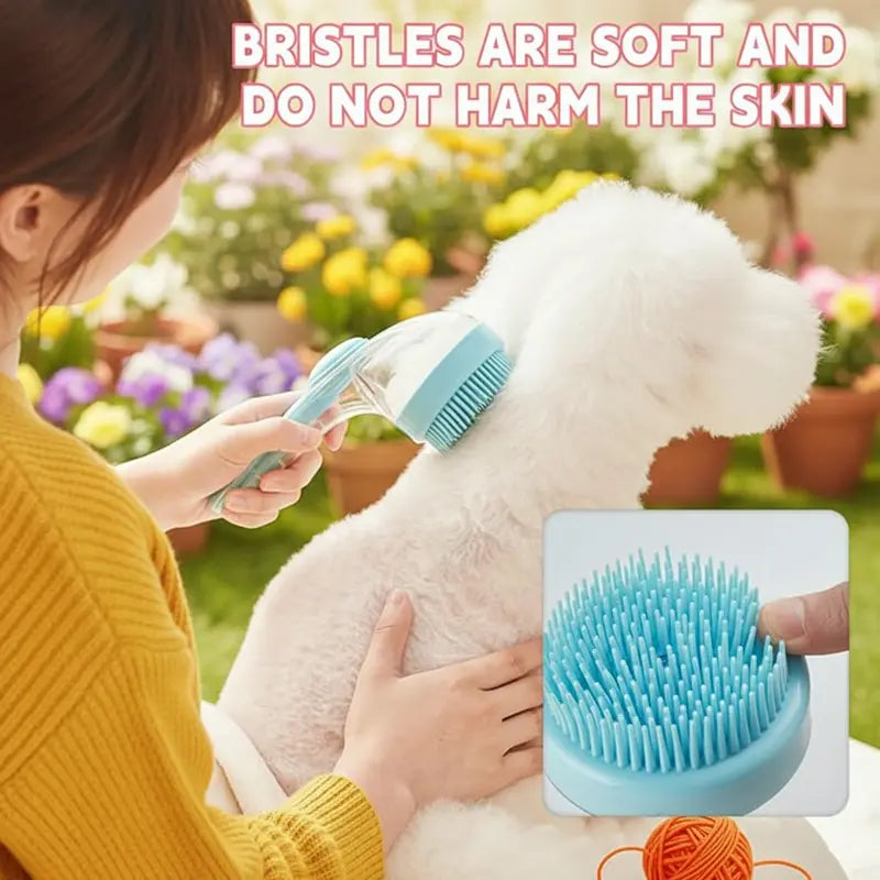 2-in-1 Pet Bath & Grooming Brush with Soap Dispenser