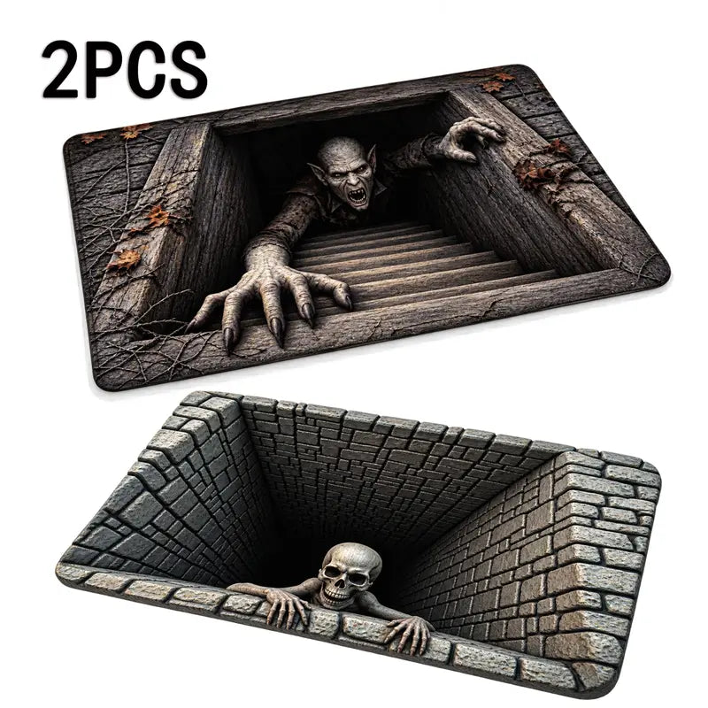 Halloween Skull & Clown 3D-Effect Door Mat