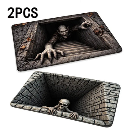 Halloween Skull & Clown 3D-Effect Door Mat