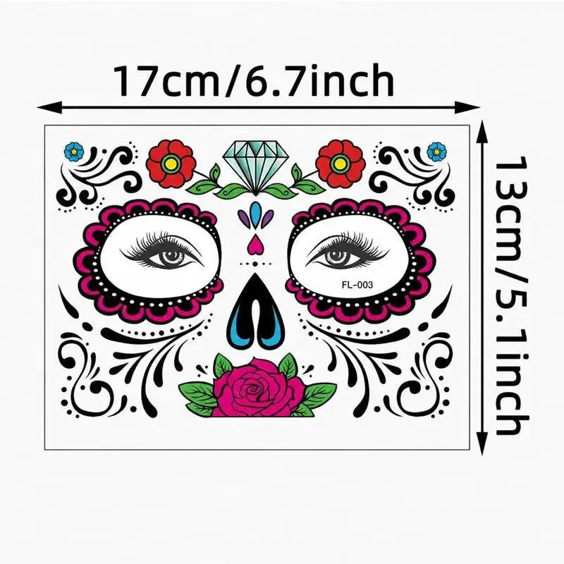 Day of the Dead Temporary Face Tattoos