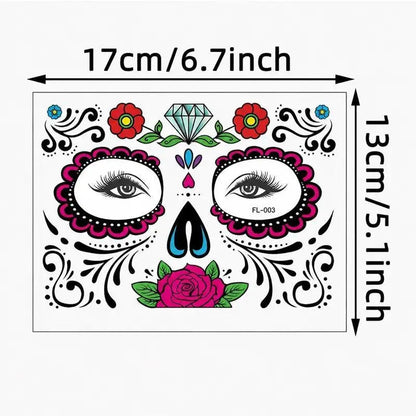 Day of the Dead Temporary Face Tattoos