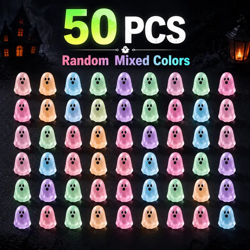 Glow-in-the-Dark Ghost Beads for Halloween Crafts – 20 or 50 Pieces