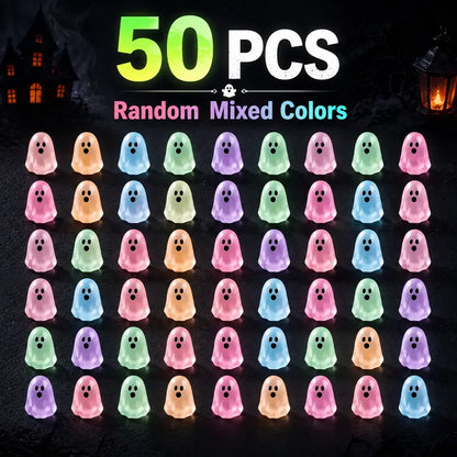 Glow-in-the-Dark Ghost Beads for Halloween Crafts – 20 or 50 Pieces