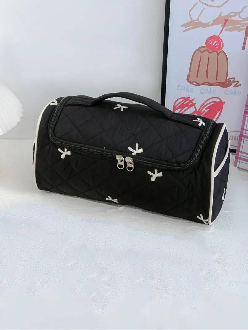 Large-Capacity Quilted Cosmetic & Hair Tool Organizer Bag