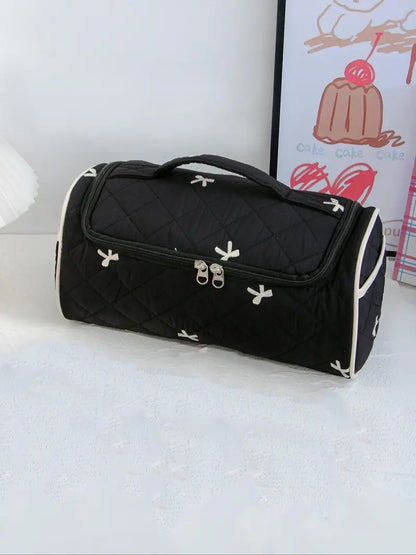 Large-Capacity Quilted Cosmetic & Hair Tool Organizer Bag