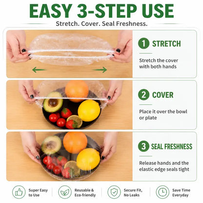 Stretchable Food Storage Covers for Bowls, Plates, and Leftovers