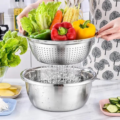 Multifunctional cutting machine,3-In-1 Stainless Steel Multi-Functional Strainer Set