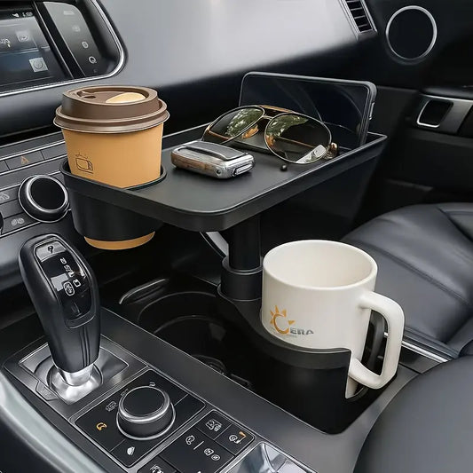 4-in-1 Multi-Functional Car Cup Holder – Rotatable Tray, Phone Mount & Snack Rack