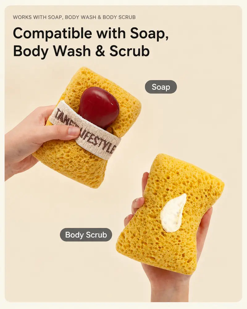 2Pcs Soft Bath Sponge with Soap Pocket