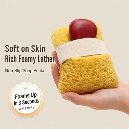 2Pcs Soft Bath Sponge with Soap Pocket
