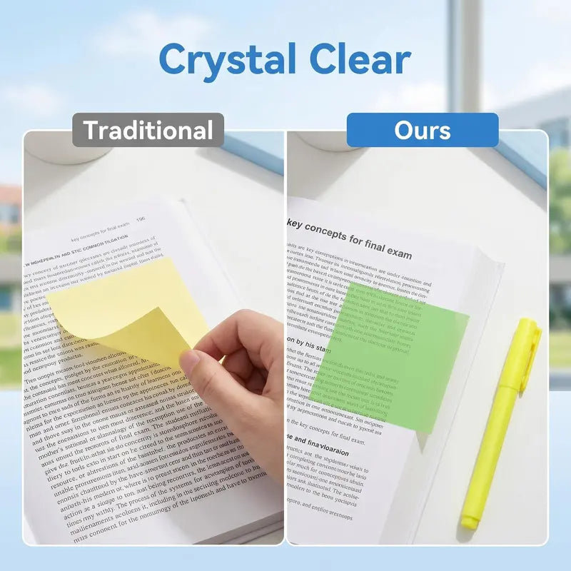 Transparent Pull-Out Glitter Sticky Notes (12 Boxes, 960 Total)