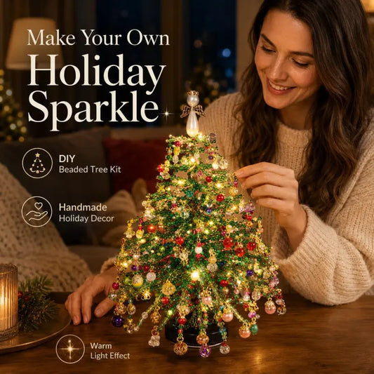 DIY Beaded Christmas Tree Craft Kit – Angel-Top Tabletop Decor
