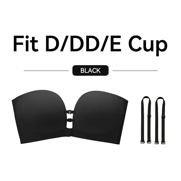 Womens Strapless Front Closure Bra Push Up Lift Bra Padded Add Cup Non Slip Anti-Slip Grip