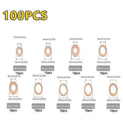 200-Piece Automotive Copper Sealing Washers Kit
