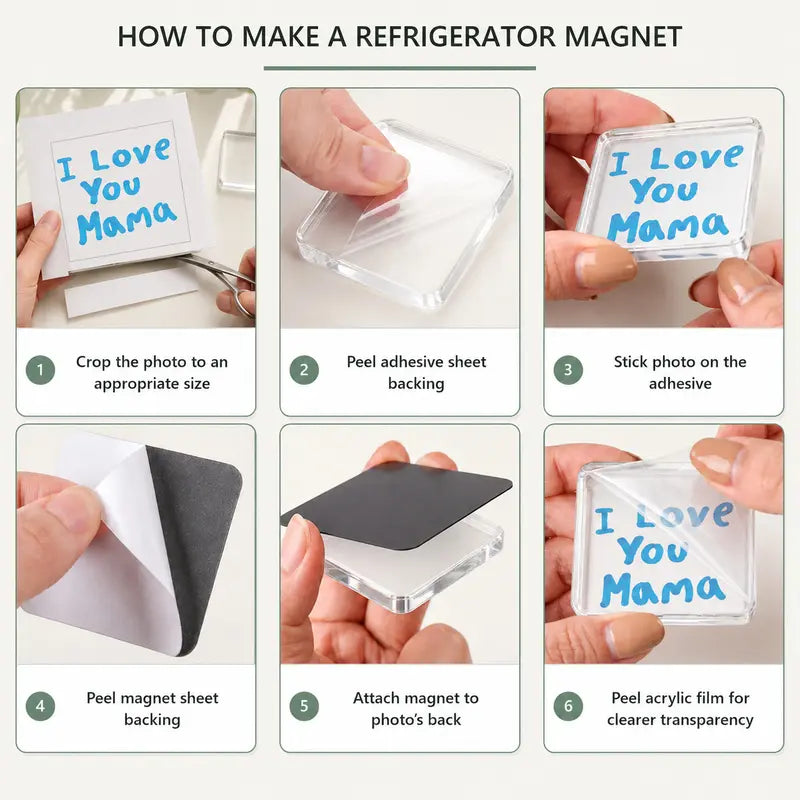 2×2″ Clear Acrylic Magnetic Photo Frames – DIY Memory Keepsake, 10/20/30 Pack