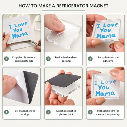 2×2″ Clear Acrylic Magnetic Photo Frames – DIY Memory Keepsake, 10/20/30 Pack