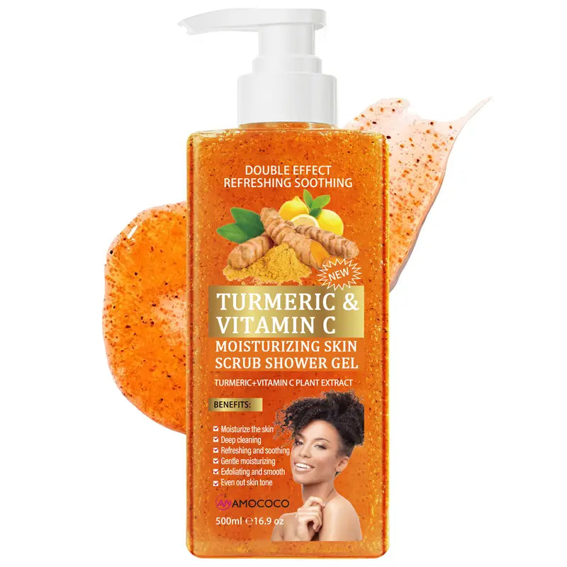 500ml turmeric and Vitamin C exfoliating body wash bottle