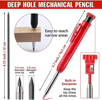 Heavy-Duty Deep Hole Mechanical Carpenter Pencil Set