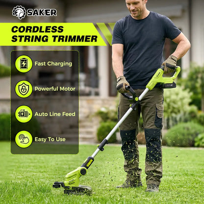 Cordless Lawn Mower, Garden Tool (Mower, Trimmer, Edger) with 2×21V Batteries