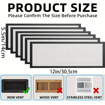 6-Pack Magnetic Vent Covers (5.5" x 12") for Heating & Cooling Floor Grilles