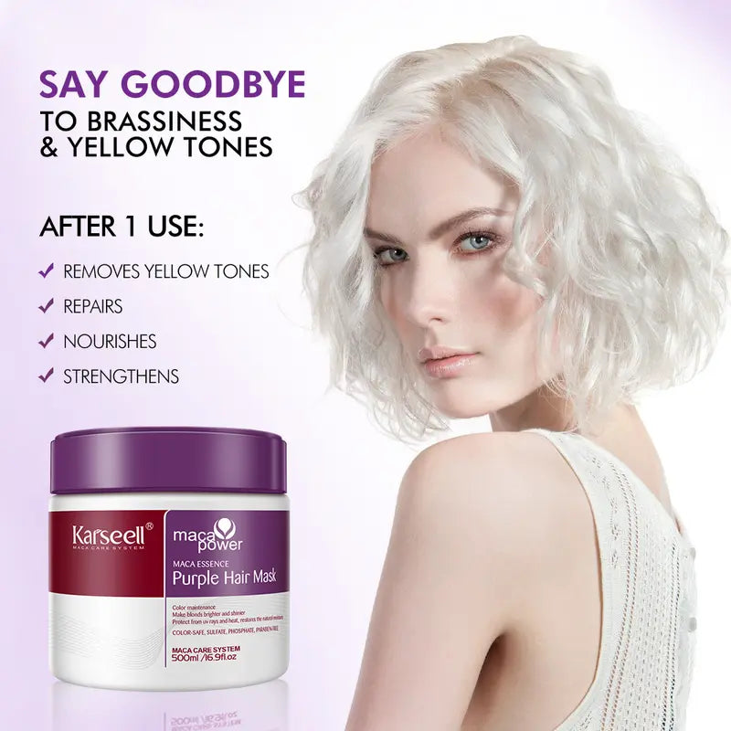 Purple Hair Mask for Neutralizing Yellow Tones on Blonde, Silver & Highlighted Hair (500ml / 16.9 fl oz)