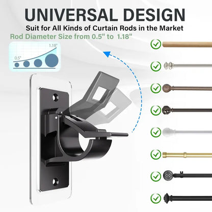 6-Pack No-Drill Curtain Rod Brackets