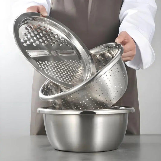 Multifunctional cutting machine,3-In-1 Stainless Steel Multi-Functional Strainer Set
